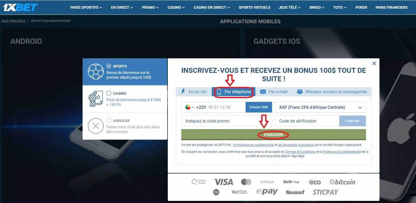 Comment être sûr que le 1xBet promo code fonctionne au Bénin?